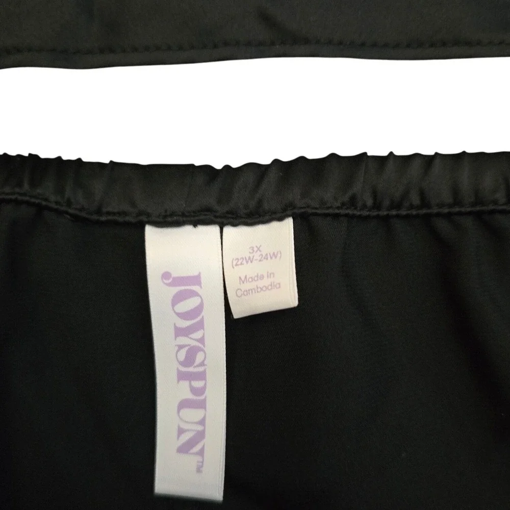 Joyspun Womens 3X Black Satin Pajama Set Cami and Lace Trim Shorts 2 Piece NWT